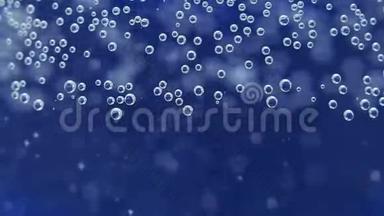 气泡特写宏观背景、纹理、蓝色背景、玻璃气泡